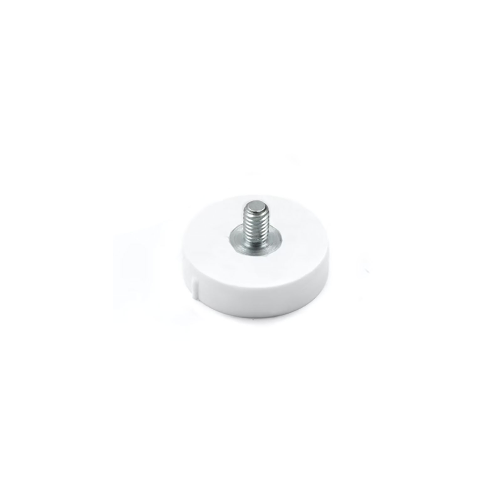 Gummimagnet (hvid) m. udvendigt gevind, Ø22 mm.