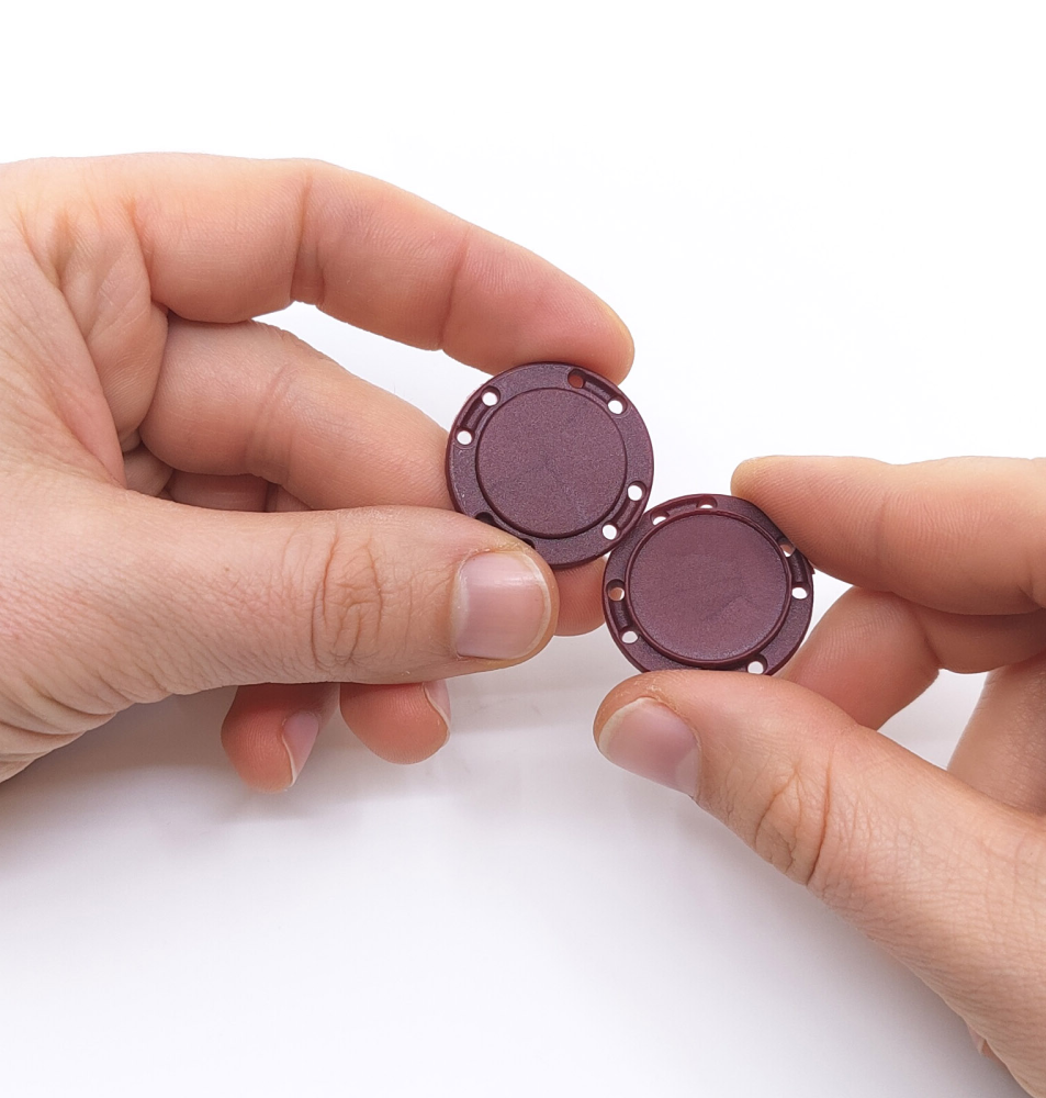 Sy-i-magnet knap rund Ø26 mm., mørk lilla