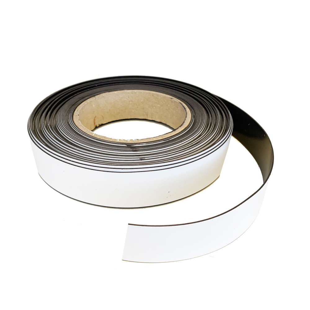 Magnetbånd Hvidt, 30 mm. (10 meter, rulle)